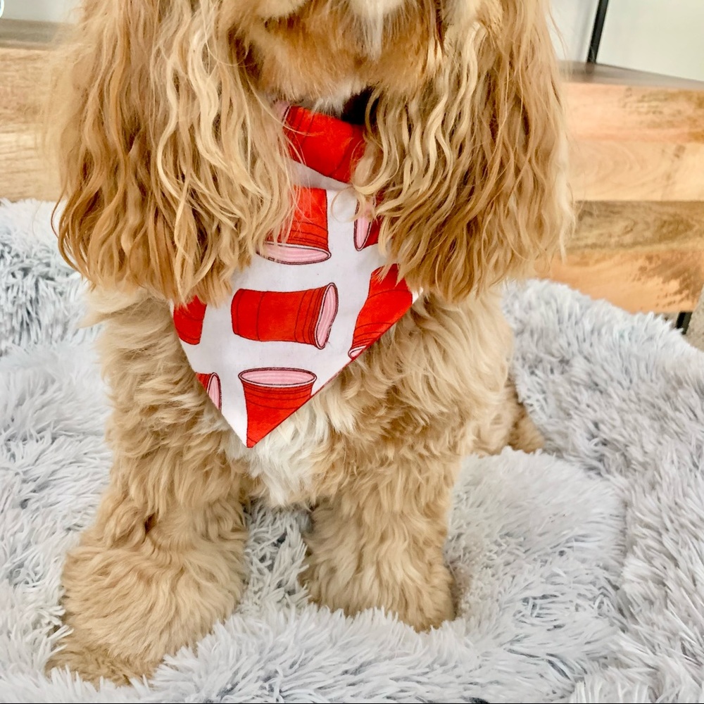 | “party animal” reversible red solo cup dog bandana | - Picture 5 of 10